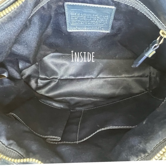 Coach F17574 Signature Tote Handbag Satin Sequins Medium Blue Bag - Picture 9 of 11